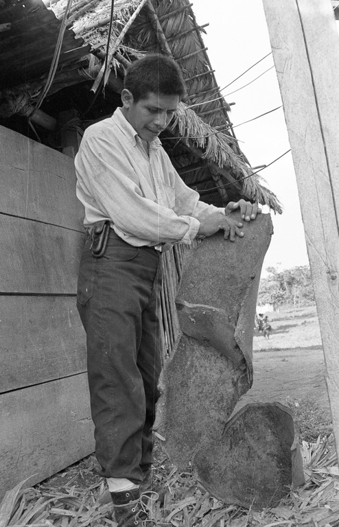 The village was bombed during the civil war, and kept one of the bombs for show